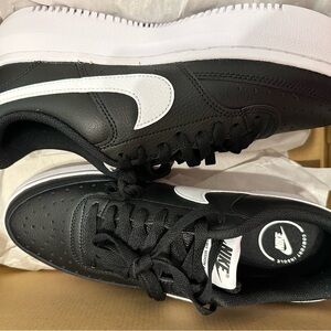 New Nike Dual-Tone Black and White Court Vision Alta Sneakers